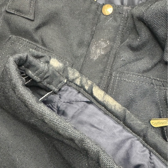 Carhartt Lined Zip Front Cargo Bib Overalls Size 42x30 Black - Picture 14 of 16